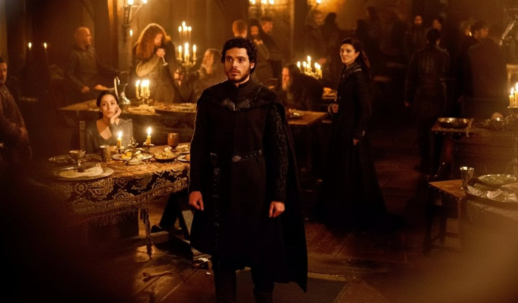 Matt Smith's character counterparts Richard Madden as Robb Stark and Michelle Fairley as Catelyn Stark in the tragic Red Wedding scene from Game of Thrones.