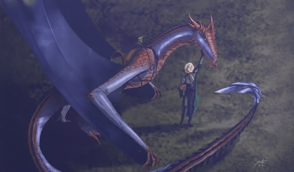 Cobalt blue dragon Tessarion the Blue Queen bonded with Prince Daeron Targaryen art