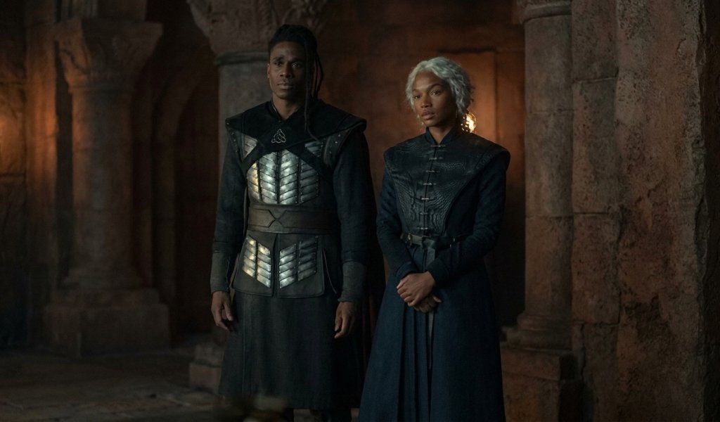 Clinton Liberty as Addam of Hull and Bethany Antonia as Baela Targaryen in House of the Dragon.