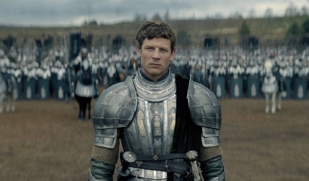 James Norton as Lord Ormund Hightower standing in front of his army in House of the Dragon Season 3