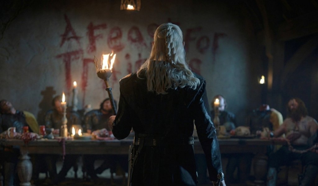 Daemon Targaryen investigating Gold Cloaks killed in King's Landing.