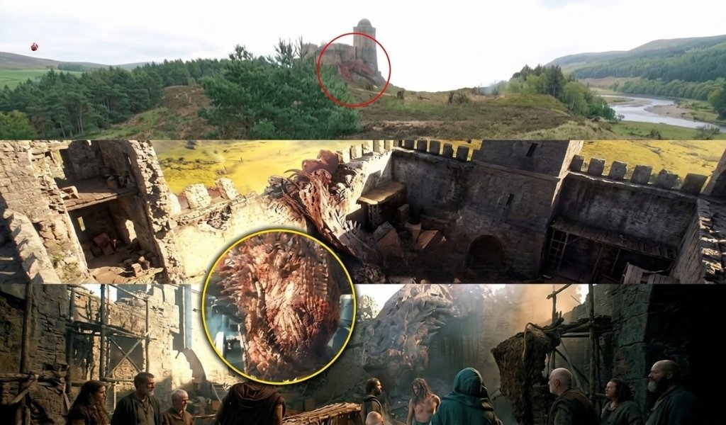 The rotting and decaying remains of Princess Rhaenys dragon Meleys at Rook's Rest.
