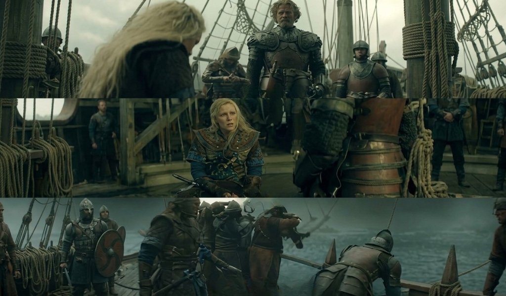 Tyland Lannister standing before being thrown overboard by Sharako Lohar.