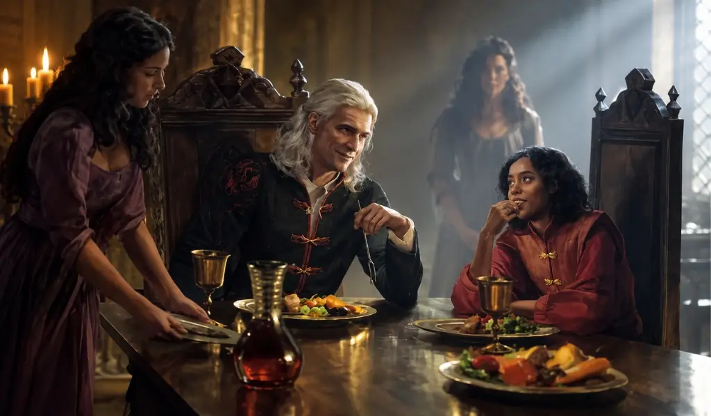 Daemon Targaryen with Dragonseed Nettles before departing for the battle above the gods eye