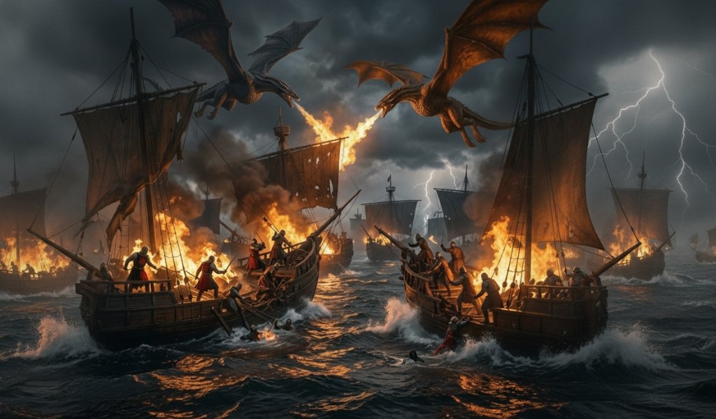 House of the Dragon battle production featuring a world-record 23 stunt people on fire in one scene