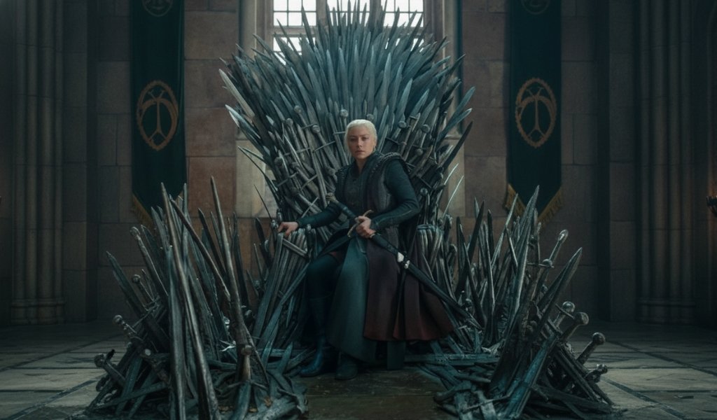 Queen Rhaenyra Targaryen on the Iron Throne representing House of the Dragon Season 4 updates